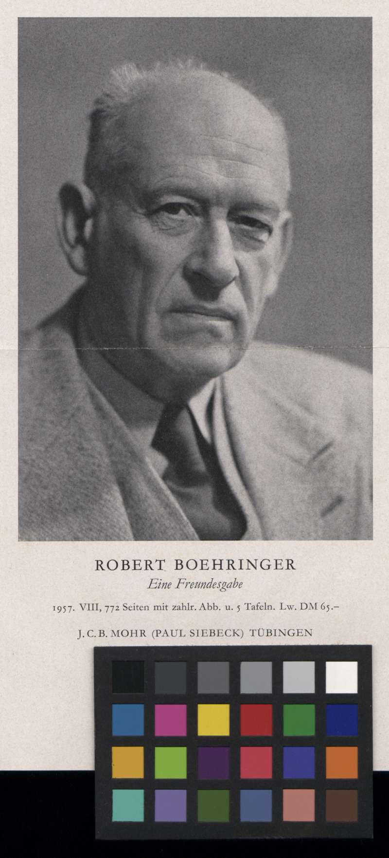 Buchumschlag - [Porträt von Robert Boehringer]