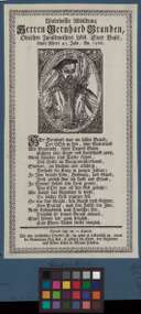 Bernhardus Brandt. theod. cons. f. reipub. Basiliensis tribunus plebis pater patriae aetatis. XLI salutis bero anno M.D.LXVI